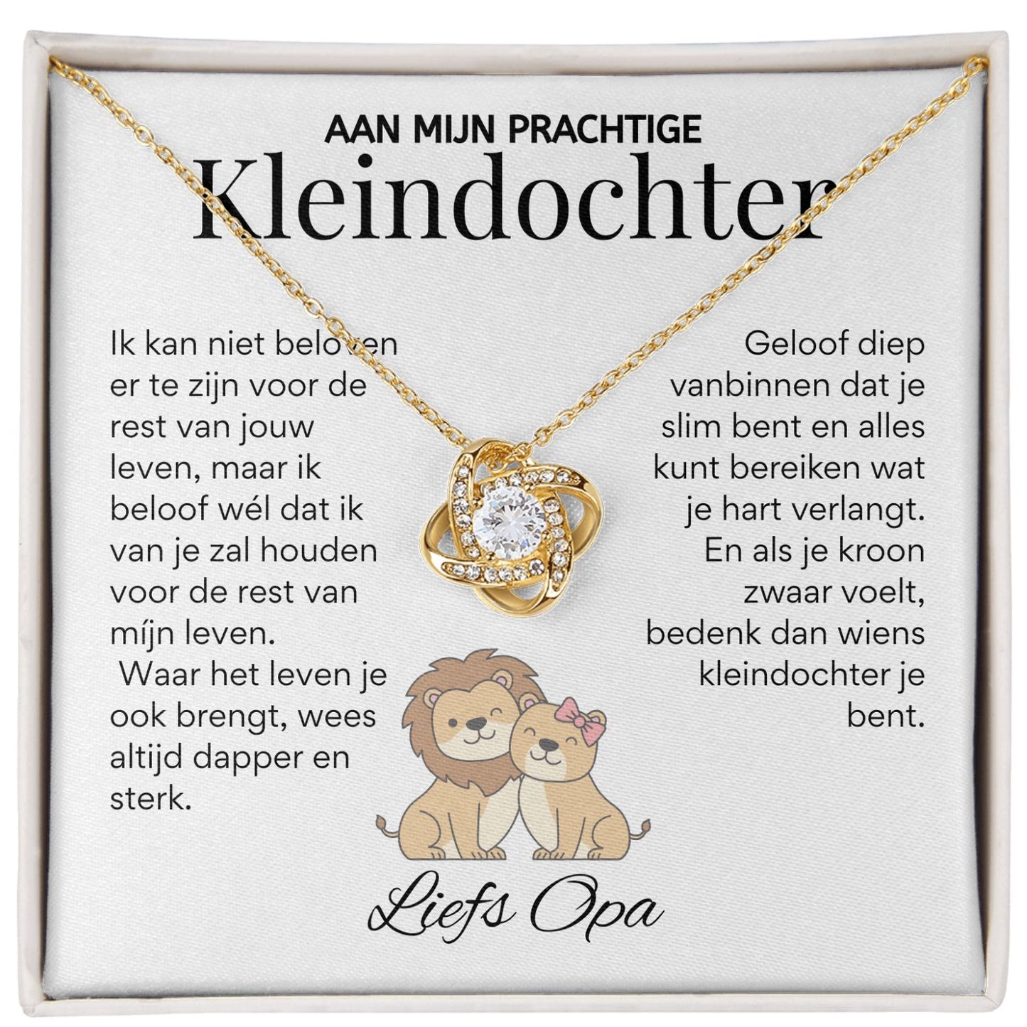Aan mijn Kleindochter - Liefdesknoop Halsketting - Liefs, Opa T520