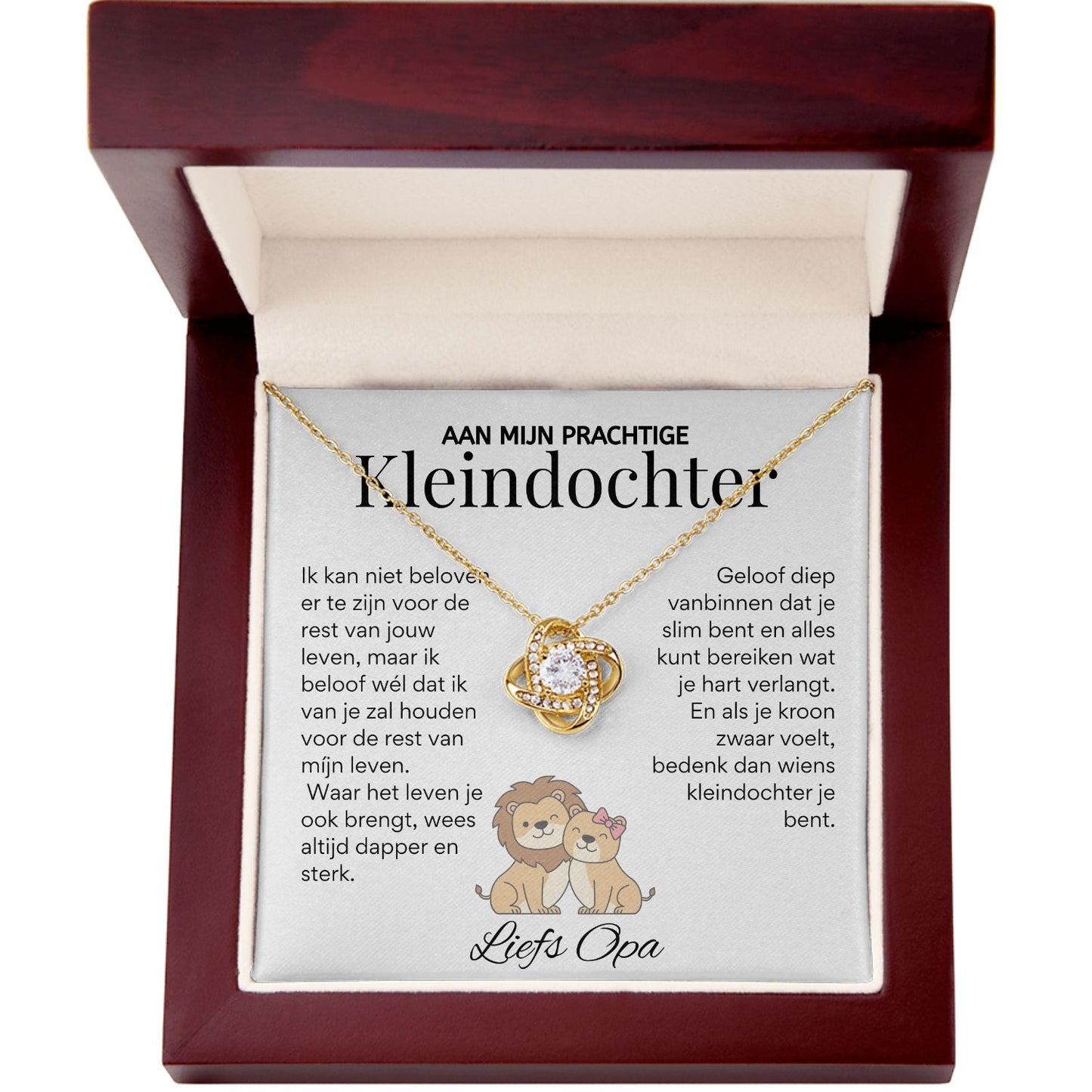 Aan mijn Kleindochter - Liefdesknoop Halsketting - Liefs, Opa T520