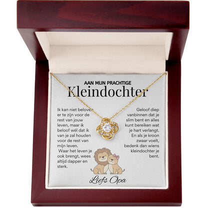 Aan mijn Kleindochter - Liefdesknoop Halsketting - Liefs, Opa T520