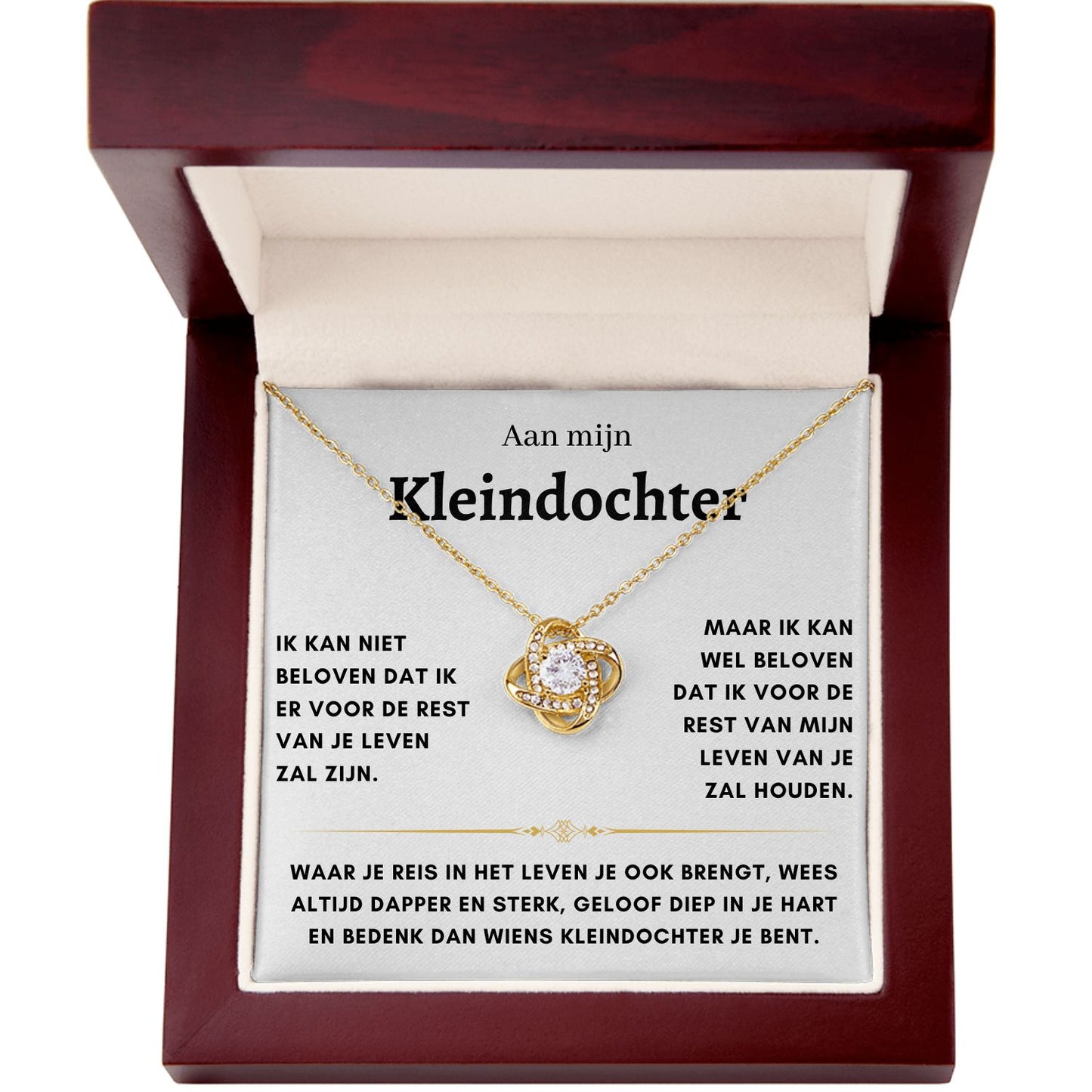 Aan mijn Kleindochter - Liefdesknoop Halsketting - Liefs, Opa & Oma