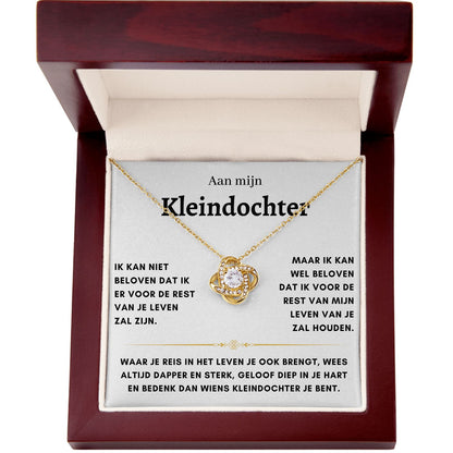 Aan mijn Kleindochter - Liefdesknoop Halsketting - Liefs, Opa & Oma