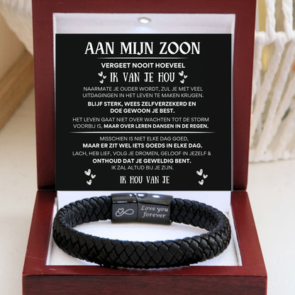 Aan mijn  zoon - Zwarte Gevlochten Armband NEW