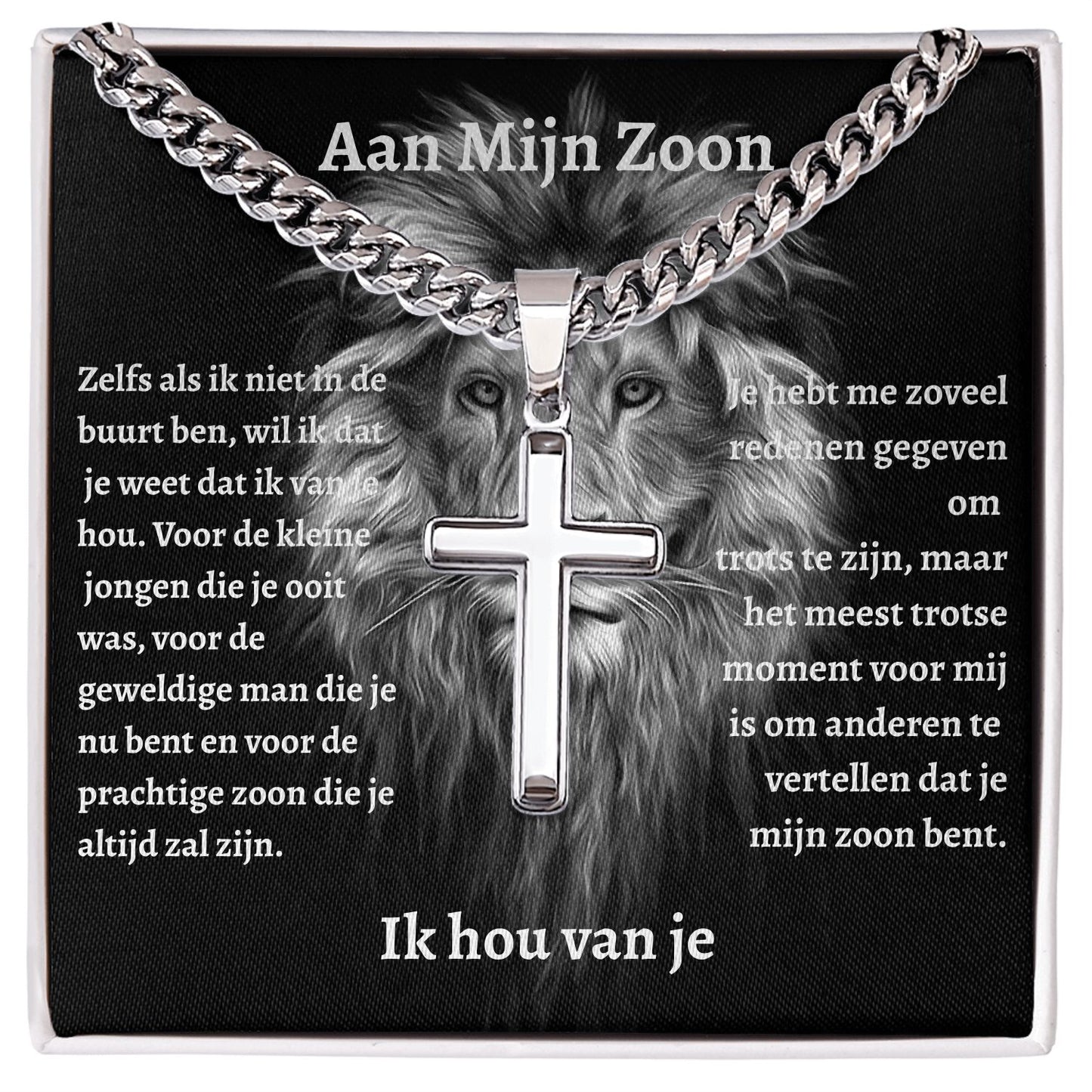 Aan mijn Zoon - Zilveren Kruis Ketting