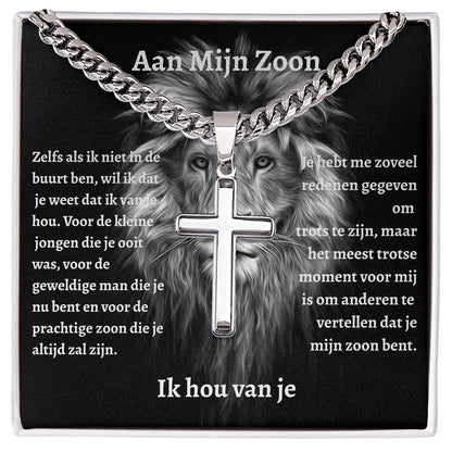 Aan mijn Zoon - Zilveren Kruis Ketting