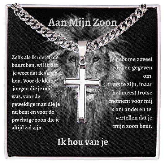 Aan mijn Zoon - Zilveren Kruis Ketting