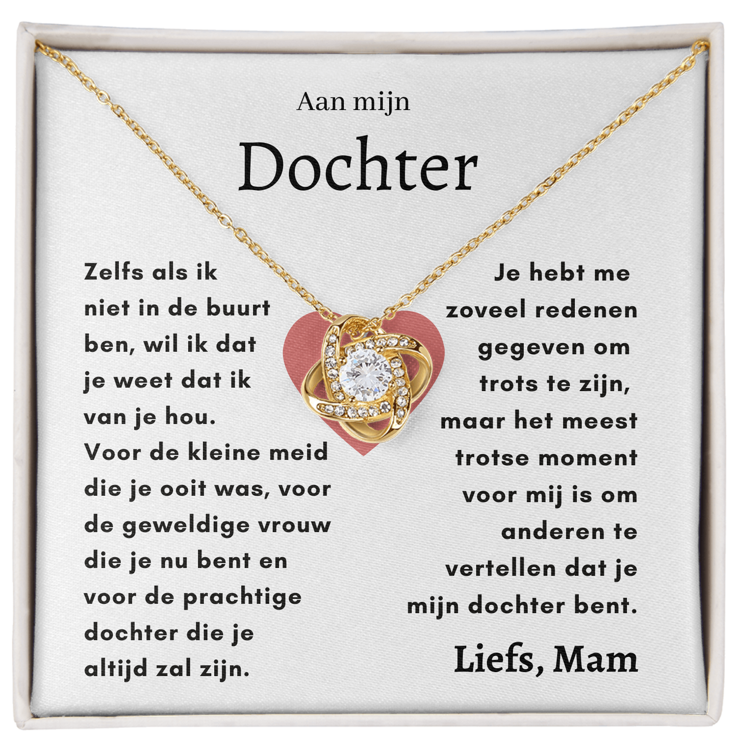 Eeuwige Roos - Liefdesknoop ketting - Aan mijn Dochter