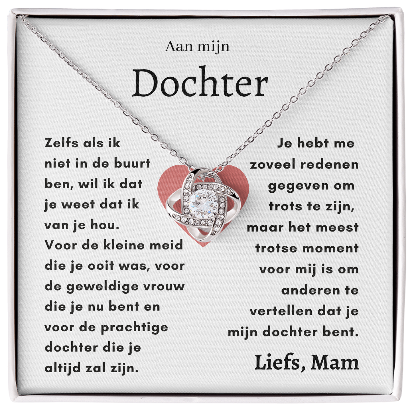 Eeuwige Roos - Liefdesknoop ketting - Aan mijn Dochter