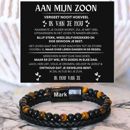 Gepersonaliseerde - Tijgeroog armband NEW