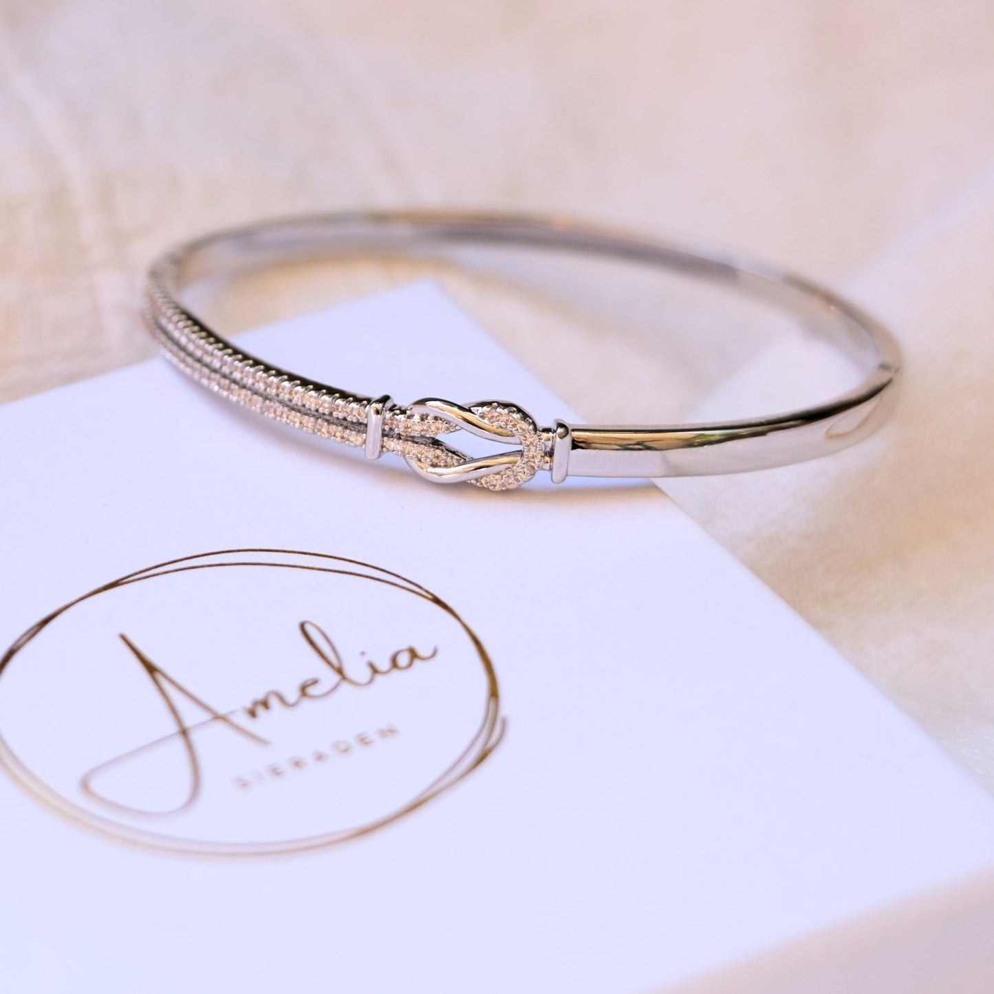Moeder & dochter - Altijd In Mijn Hart - Liefdesknoop bangle armband