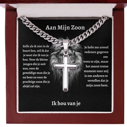 Aan mijn Zoon - Zilveren Kruis Ketting