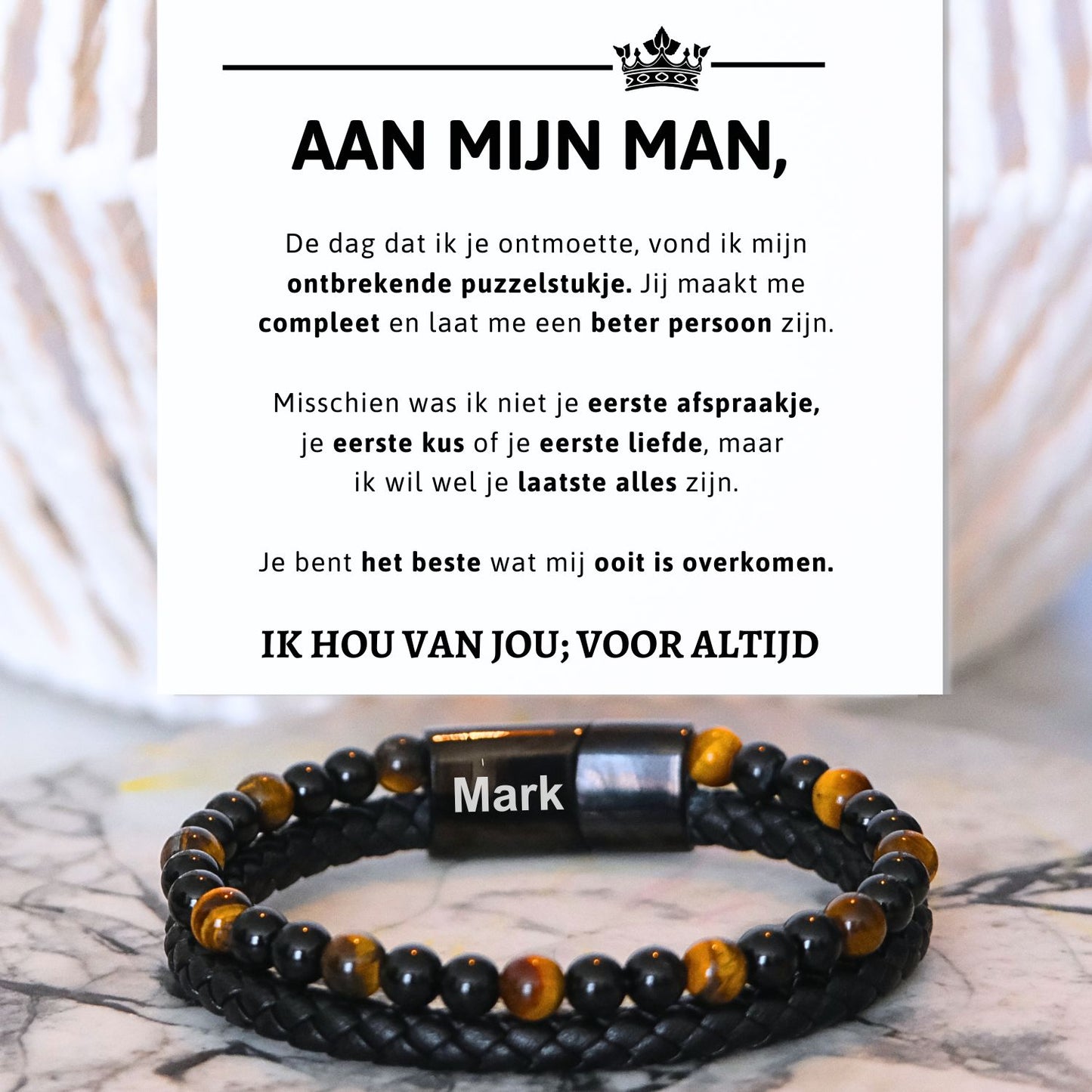 Gepersonaliseerde - Tijgeroog armband NEW