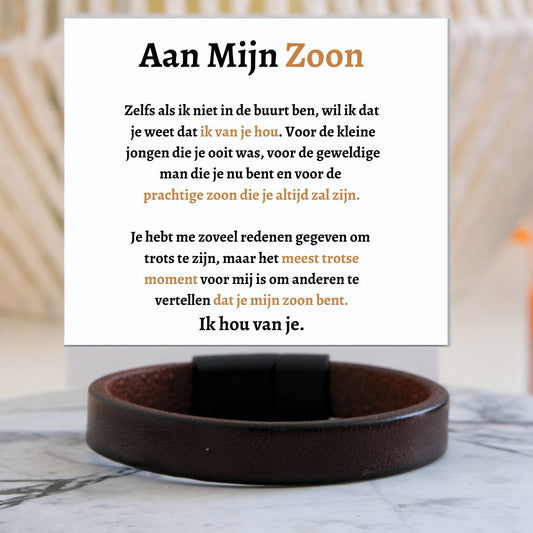 Aan mijn Zoon - Bruine leren armband