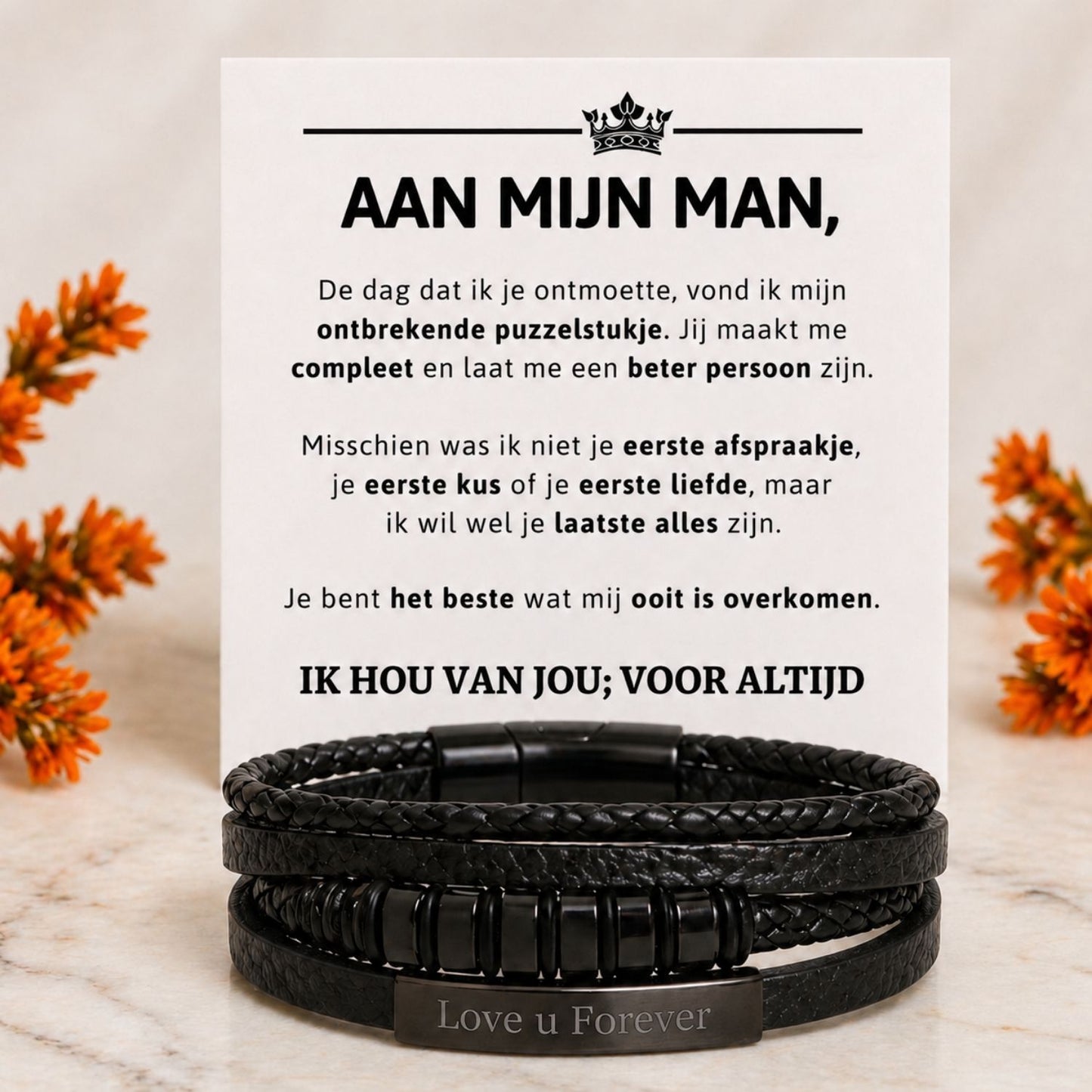 Layered Armband met Gravure - Aan mijn man