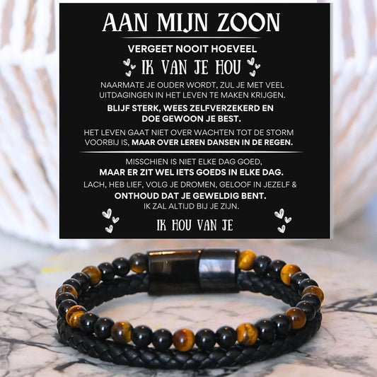 Aan mijn Zoon - Tijgeroog armband NEW