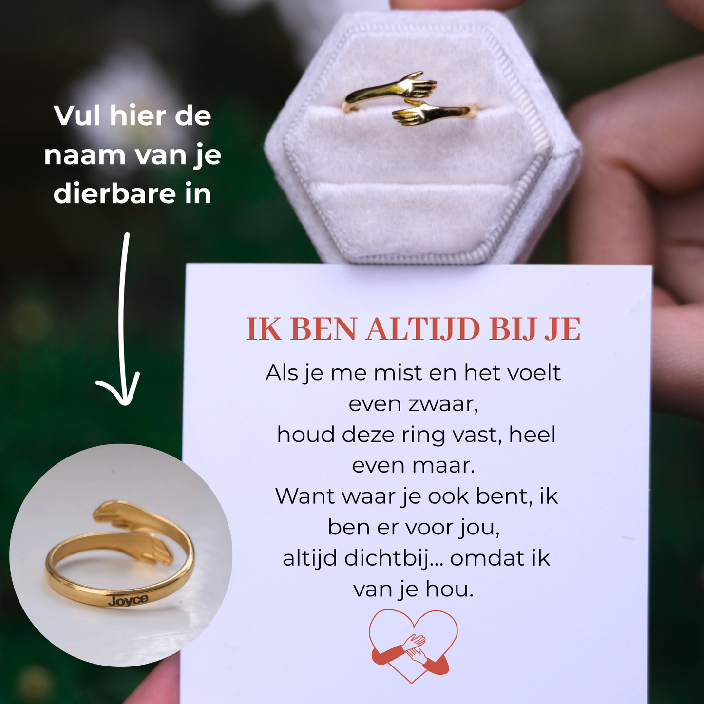 IK BEN ALTIJD VAN JE V1.3- Knuffelring met Persoonlijke Gravure