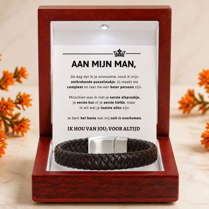 Gevlochten Armband met gravuur - Aan mijn man