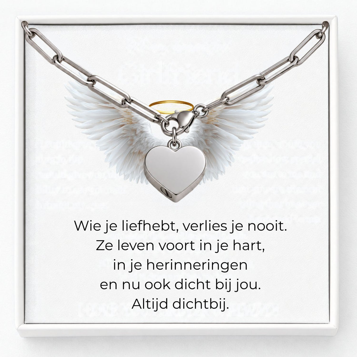 Urn Armband Gepolijst Hart – Paperclip Schakel Zilver | Gedenksieraad
