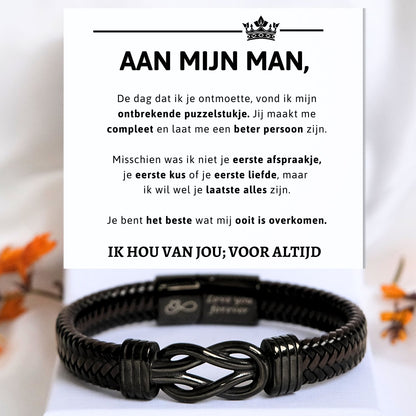 Aan mijn Man Zwart Infinity Armband