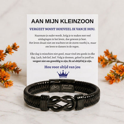 Aan Mijn Kleinzoon Armband - Zwart Infinity Armband