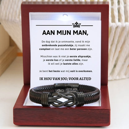 Aan mijn Man Zwart Infinity Armband