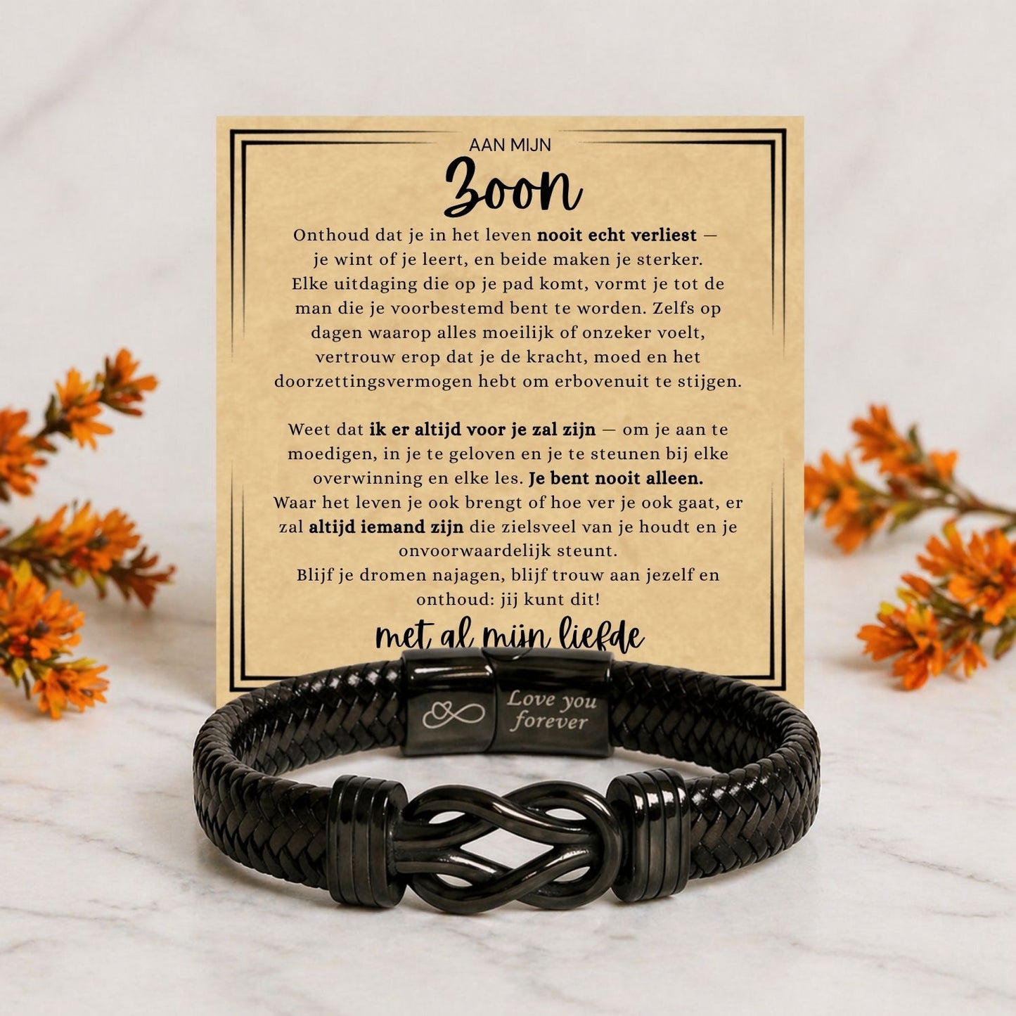 Aan mijn Zoon - infinity armband - Met al mijn liefde