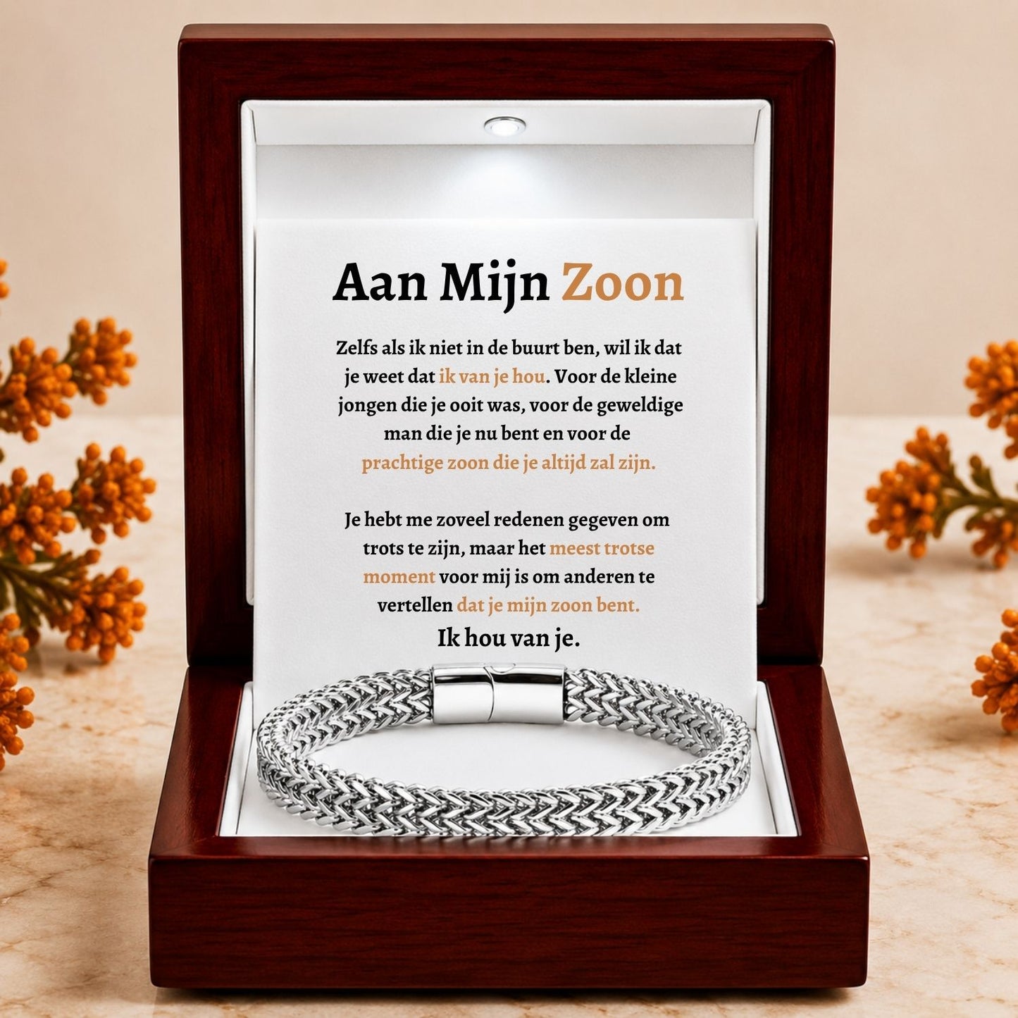 Aan mijn Zoon Armband  Roestvrij Staal Delux