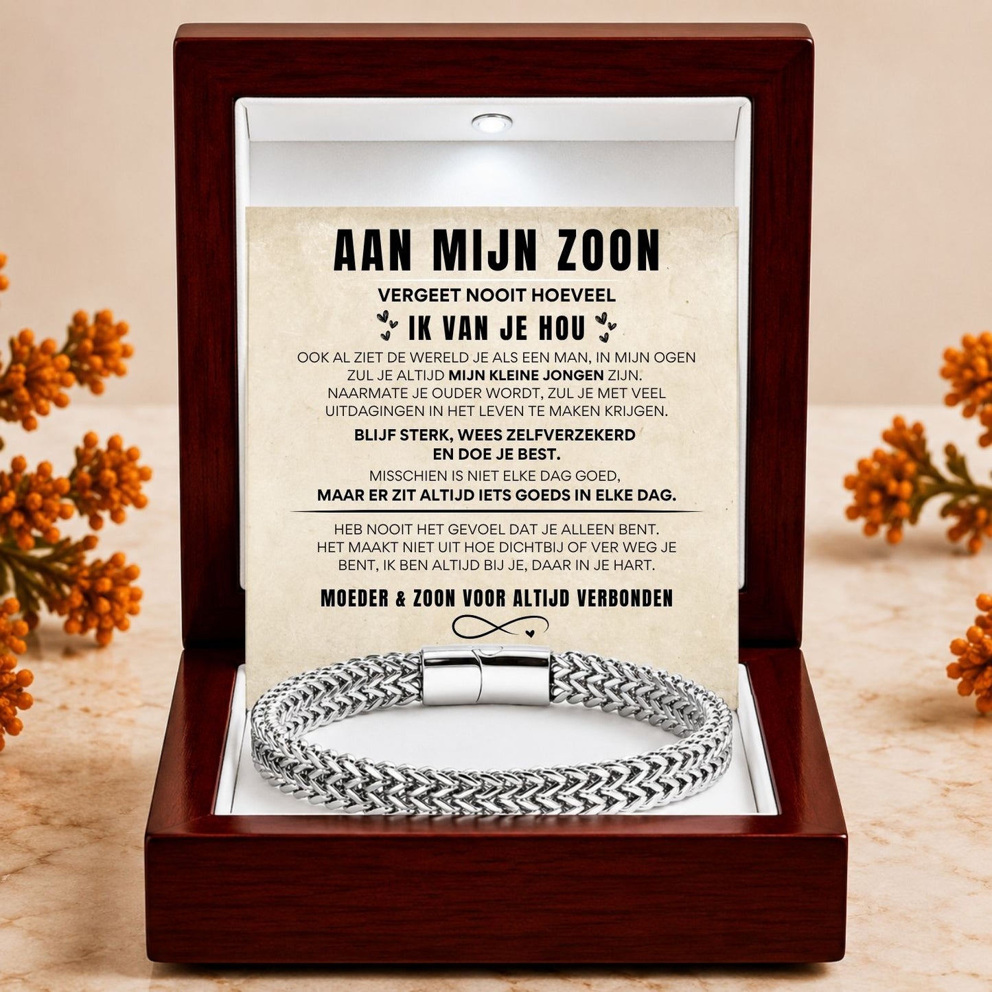 Aan mijn Zoon Armband  Roestvrij Staal Delux NEW