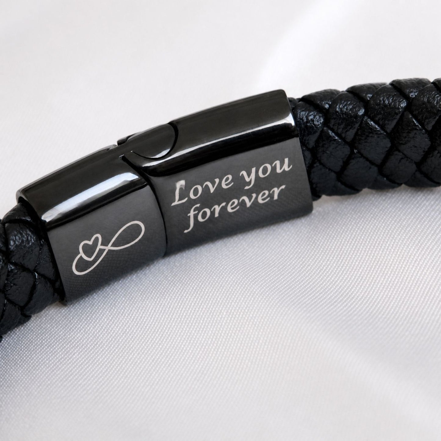 Aan mijn Man Zwarte Gevlochten Armband