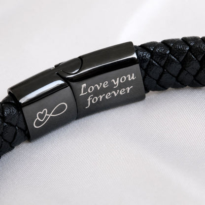 Aan mijn Man Zwarte Gevlochten Armband