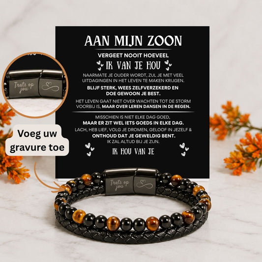 Aan mijn Zoon - Tijgeroog armband NEW