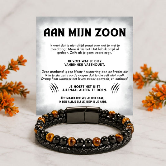 Aan mijn Zoon - Ik ben altijd bij je - Tijgeroog armband NEW
