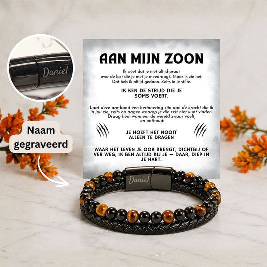 Aan mijn Zoon - Ik ken de strijd die je soms voert - Tijgeroog armband