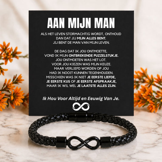 Aan mijn Man - Jij mijn alles bent V2 - Dual Name Infinity Armband