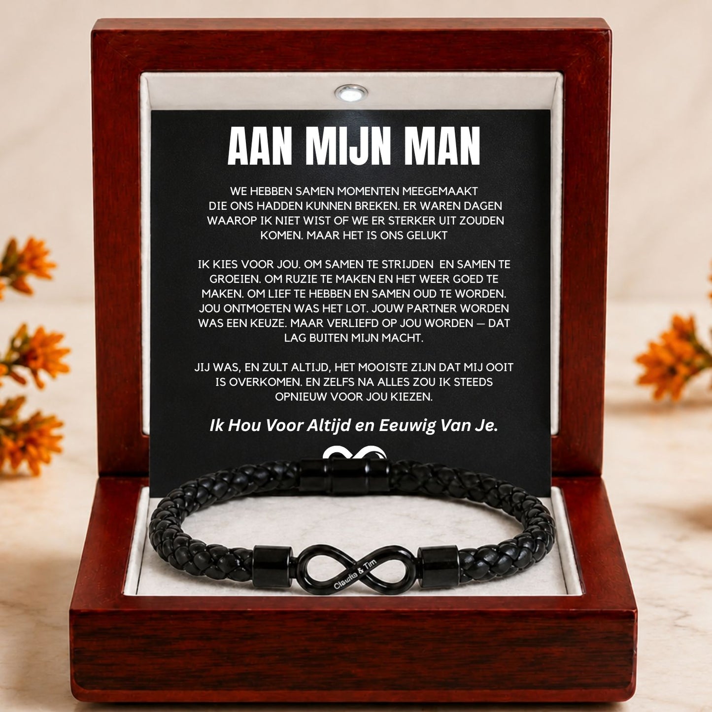 Aan mijn Man - Ik kies voor jou V2 - Dual Name Infinity Armband