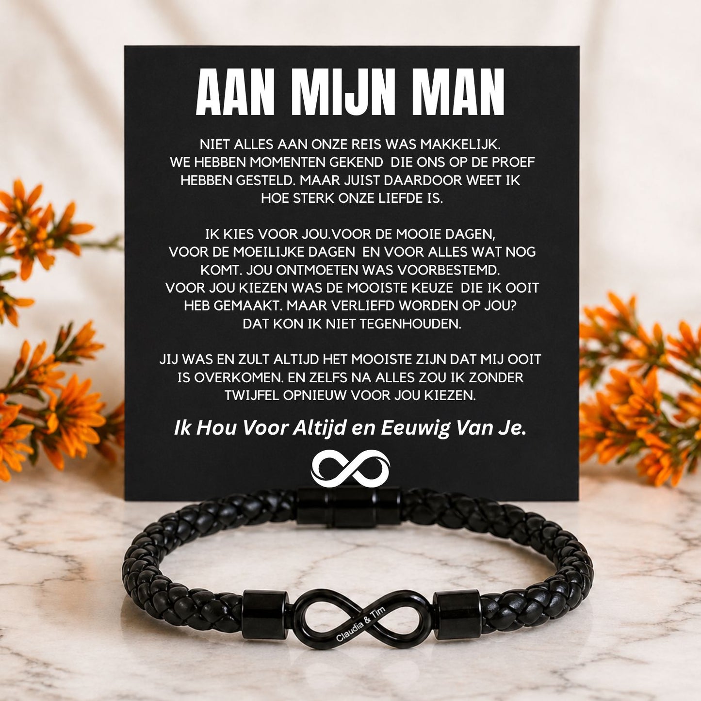 Aan mijn Man - Ik kies voor jou V3 - Dual Name Infinity Armband