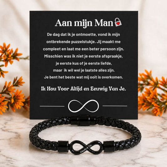 Aan mijn Man - Jij maakt me compleet - Dual Name Infinity Armband