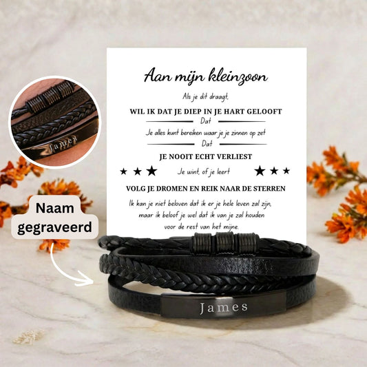 Aan mijn kleinzoon - Layered Armband met Gravure