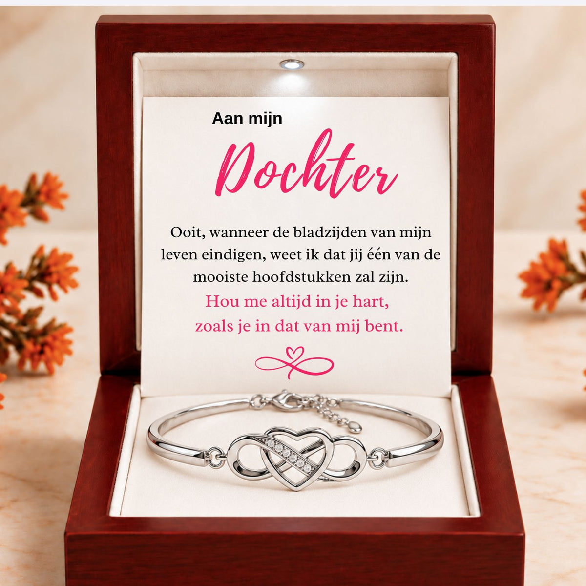 Aan mijn Dochter - Armband Infinity -Mooiste hoofdstukken