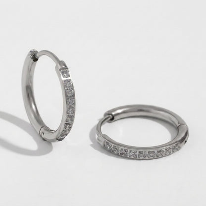 Luna creolen zilver zirkonia hoops dames - Amelia Sieraden