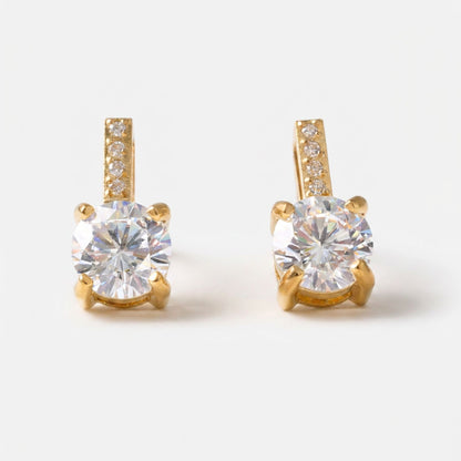 Elena solitaire creolen goud cubic zirconia elegant - Amelia Sieraden