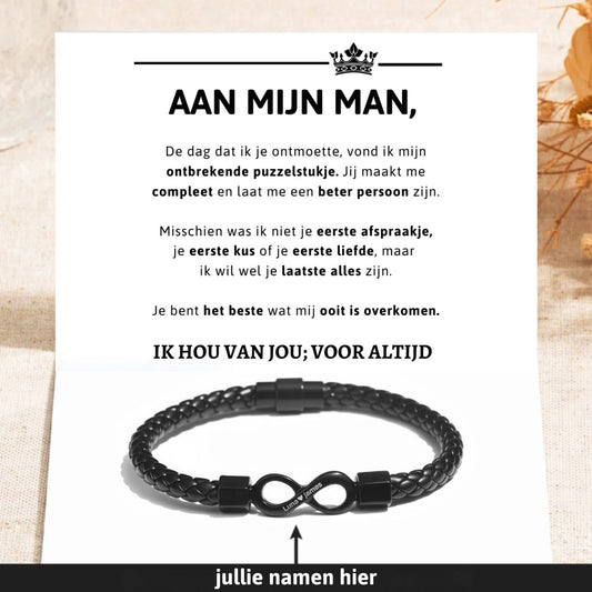 Aan mijn Man - Dual Name Infinity Armband