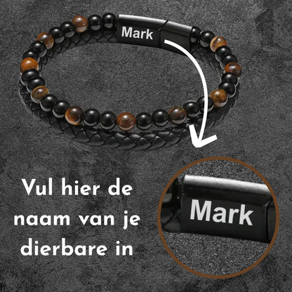 Gepersonaliseerde - Tijgeroog armband NEW
