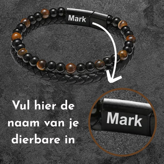 Gepersonaliseerde - Tijgeroog armband NEW