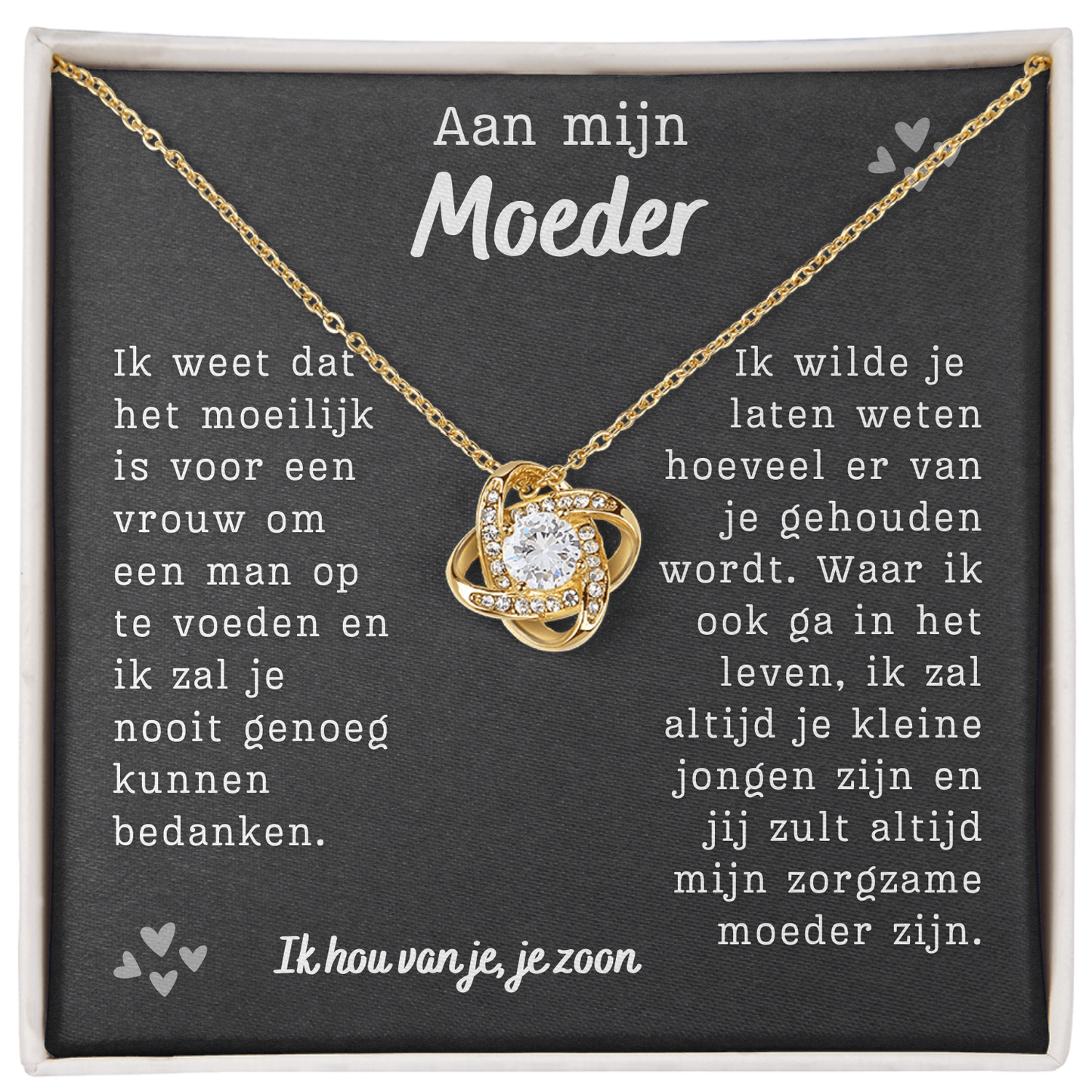 Aan mijn moeder, ik hou van je, je zoon - Liefdesknoop Halsketting