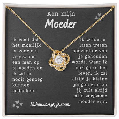 Aan mijn moeder, ik hou van je, je zoon - Liefdesknoop Halsketting