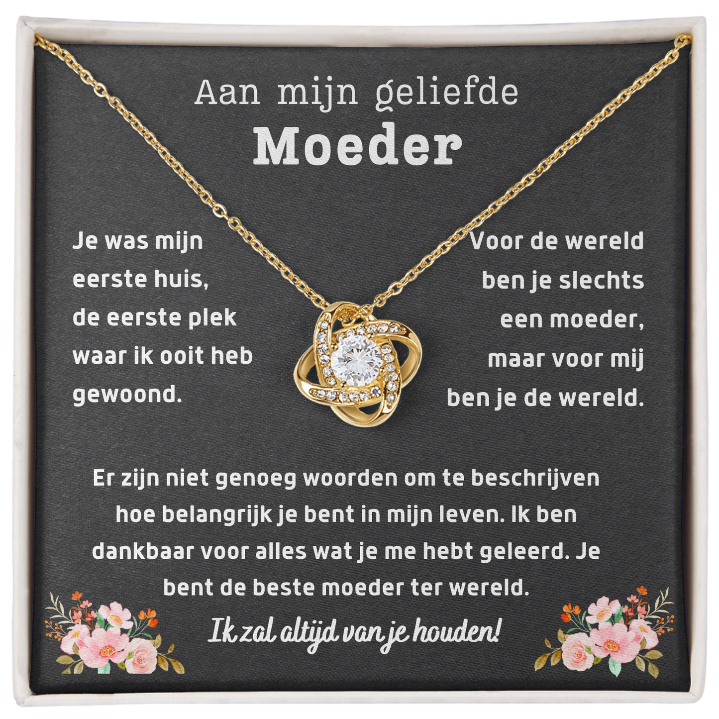 Aan mijn geliefde moeder - Liefdesknoop Halsketting