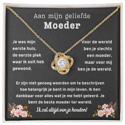 Aan mijn geliefde moeder - Liefdesknoop Halsketting