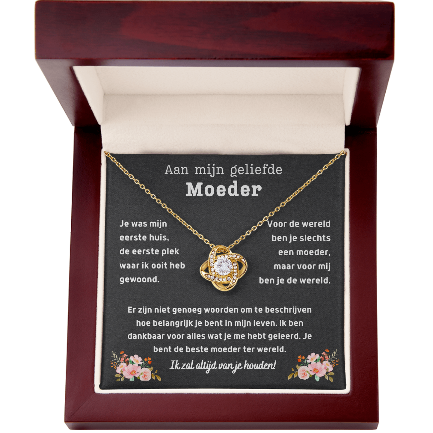 Aan mijn geliefde moeder - Liefdesknoop Halsketting