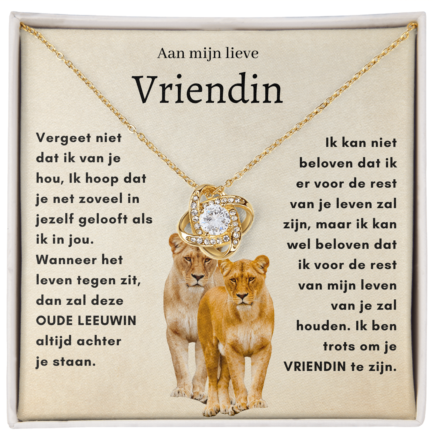 Voor mijn lieve vriendin - OUDE LEEUWIN - Liefdesknoop Halsketting