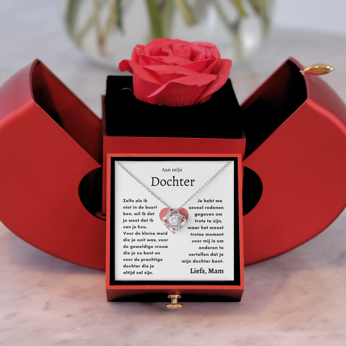 Eeuwige Roos - Liefdesknoop ketting - Aan mijn Dochter